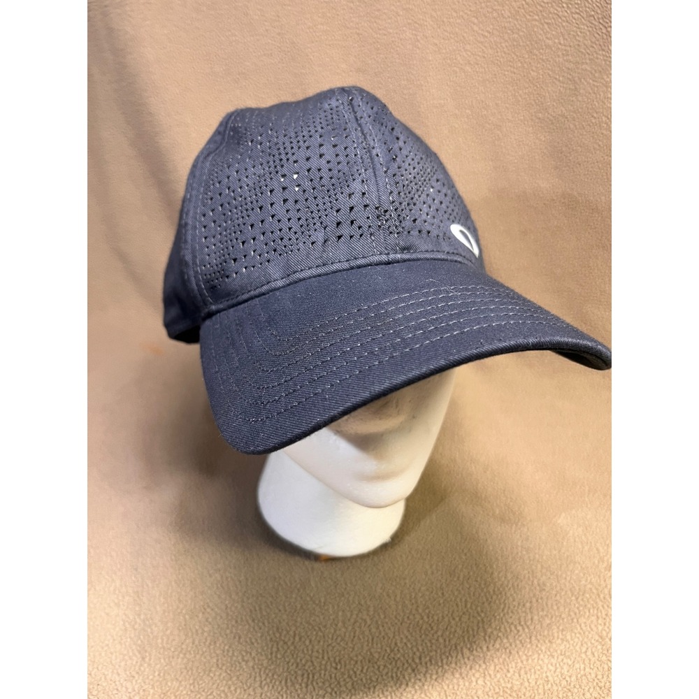 Oakley Tinfoil Cap Navy Blue Perforated Stretch Fit Hat L/XL Athletic Baseball